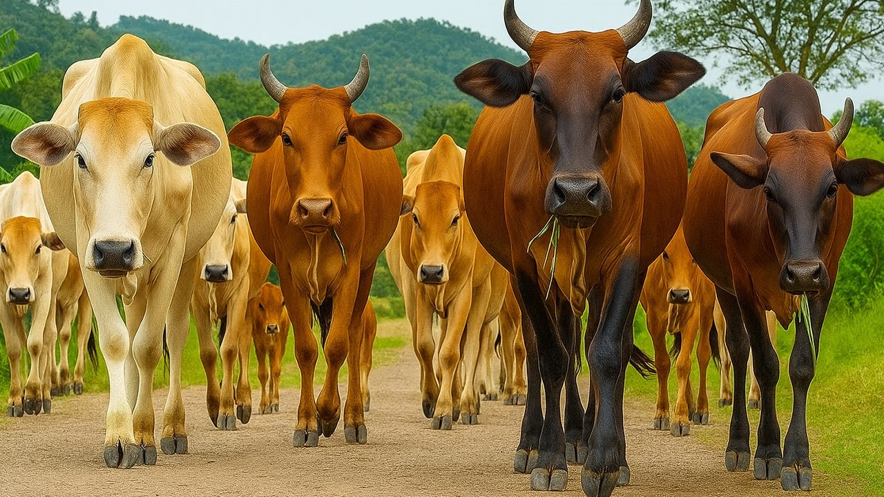 Video of Thousands of Tame Cows Roaming the Streets - Funny Cows, Cows, Dancing Cows, Cow Sounds. 1