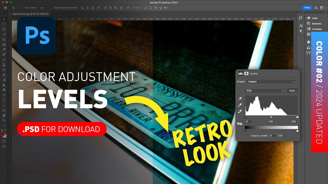 Levels Adjustment Layer + PSD File Demonstrated [Photoshop Color for Beginners]