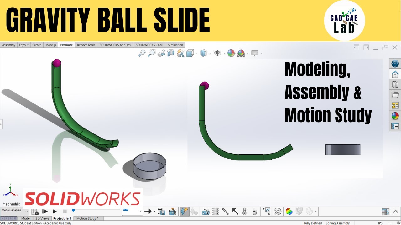 Движение гравитационного шара | Учебное пособие по SolidWorks Motion | SolidWorks для начинающих