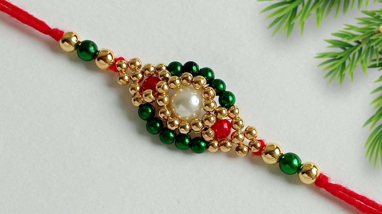 How to make easy rakhi at home || handmade rakhi at home || diy easy rakhi || pearl rakhi design