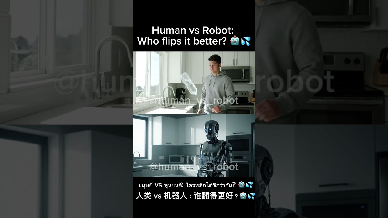 Human vs Robot: Who flips it better? 🤖💦#HumanVsRobot #WaterBottleFlip #PrecisionChallenge