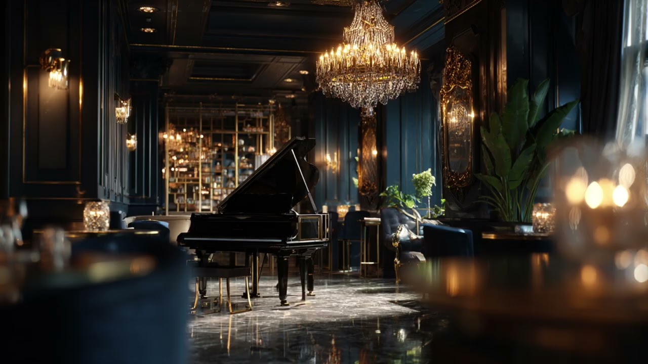 8 Hours Luxury Night Piano ☕ Calm Cafe Lounge Music for Work & Focus