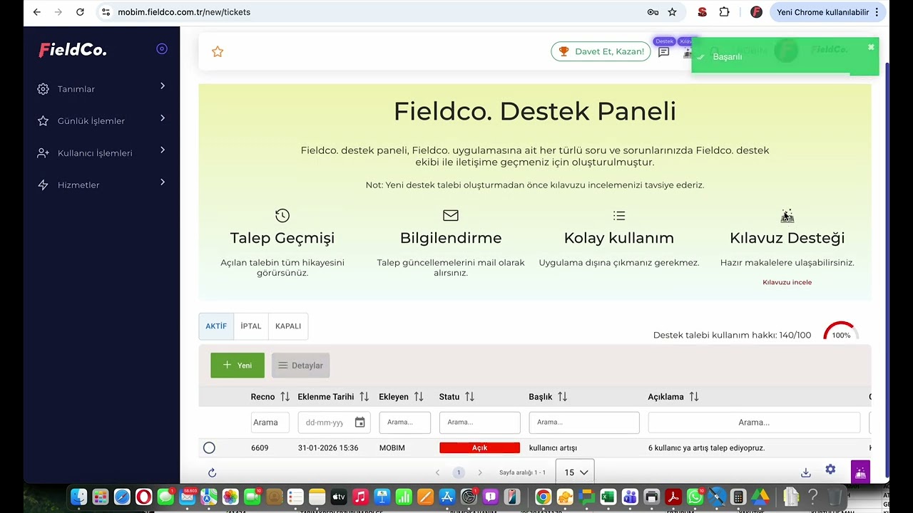 FieldCo Ticket sistemi tanıtım