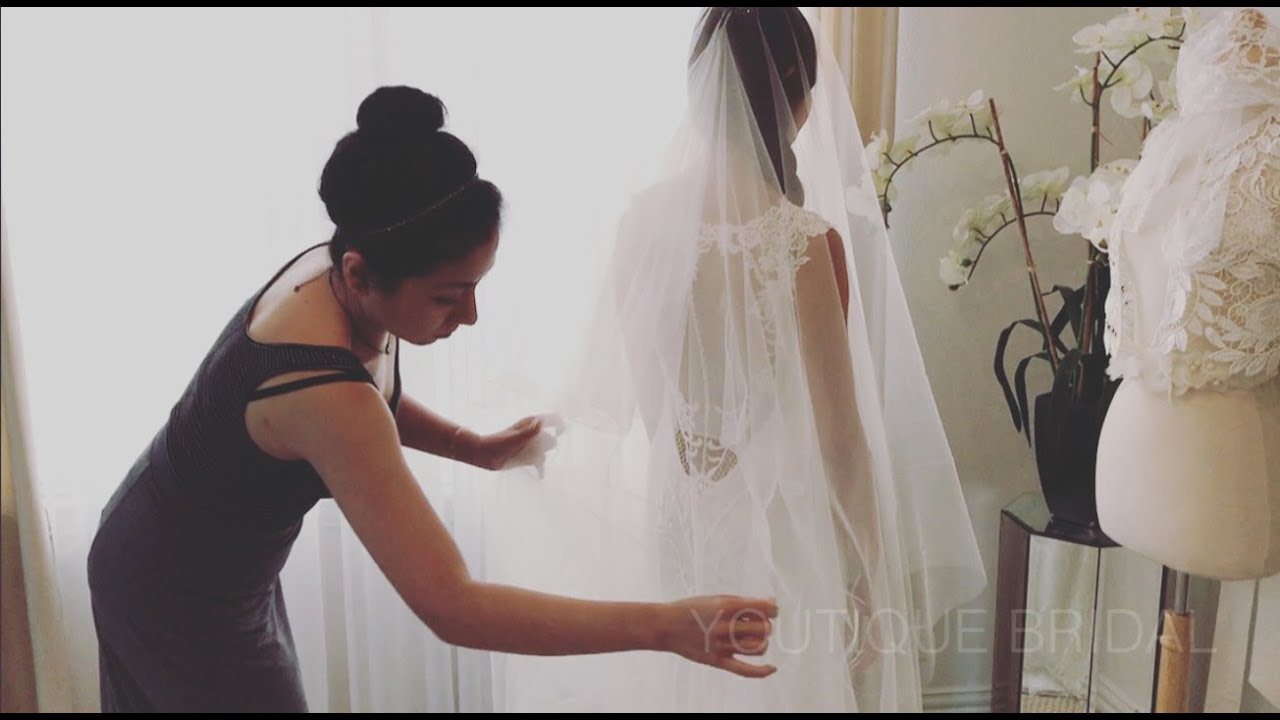 How to Bustle a Cathedral Length Veil & Wedding Dress:  Dedicated to my Hurricane Harvey Bride Linda