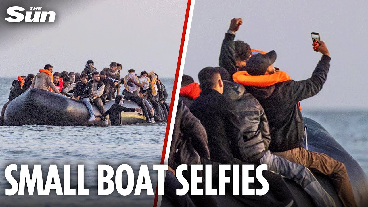 Smiling migrants CELEBRATE with selfies after dodging cops to cross Channel to Britain