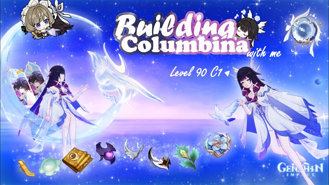 Build Columbina with me °. ⋆༺࣪ ִֶָ☾.🪽༻⋆. °|Comfy Genshin Gameplay