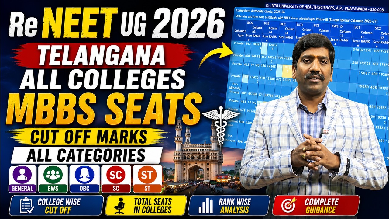 RE NEET UG 2026 TG all Colleges MBBS Seats cut off Marks All Categories | Prime9 Education