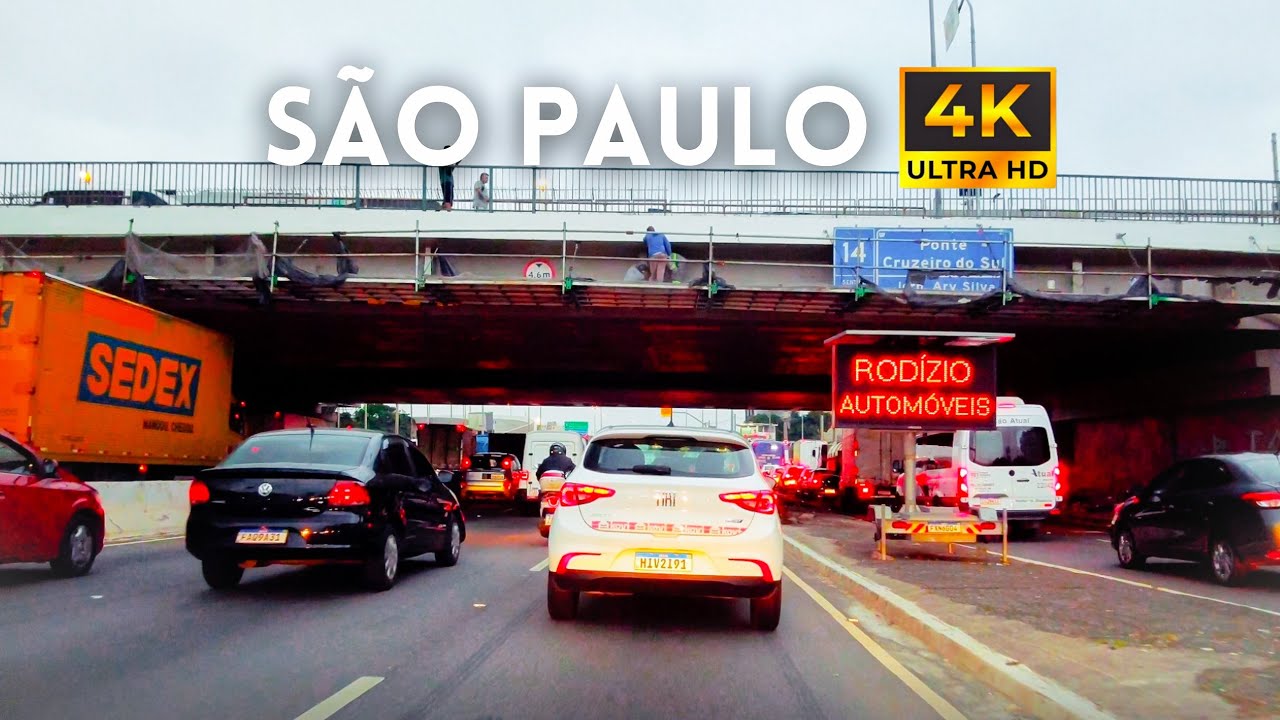 🇧🇷 Marginal Tietê com trânsito intenso, São Paulo 4K