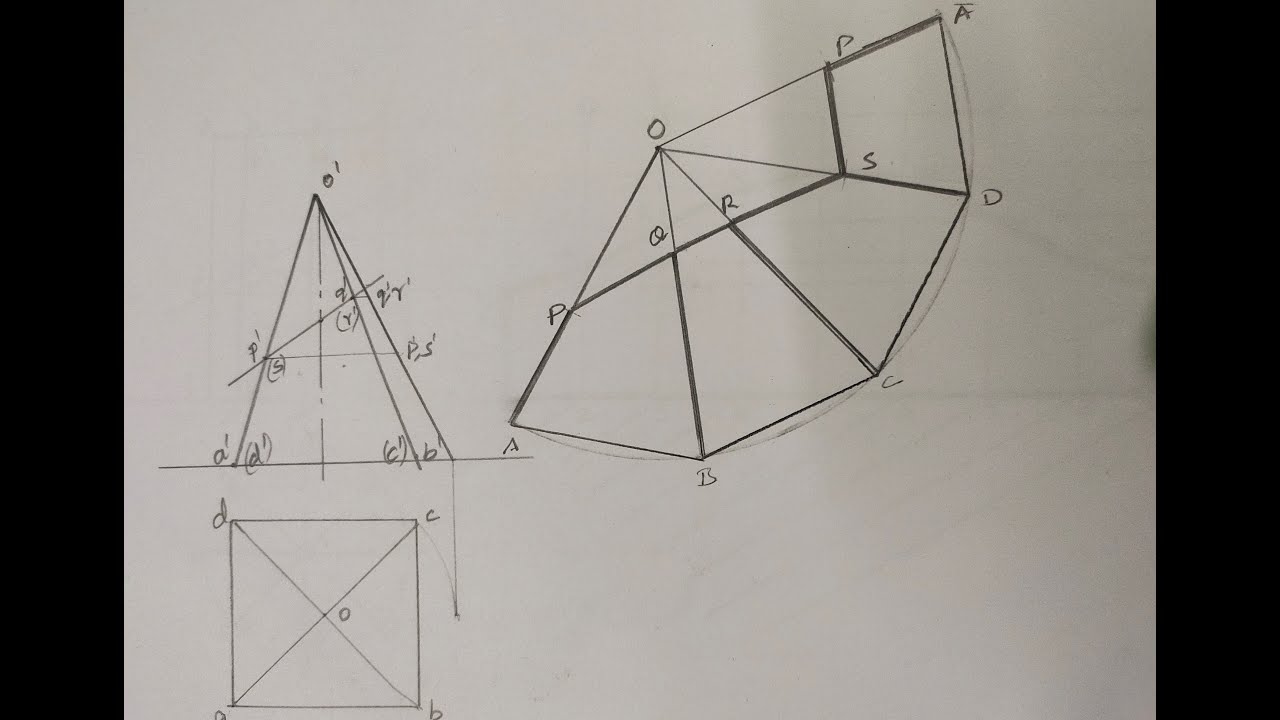 Development of surfaces 3 | Square Pyramid | Engineering Graphics | Truncated Pyramid