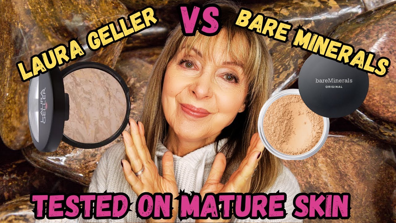Laura Geller Baked Foundation vs Bare Minerals Powder Foundation All Day Wear Test over 50