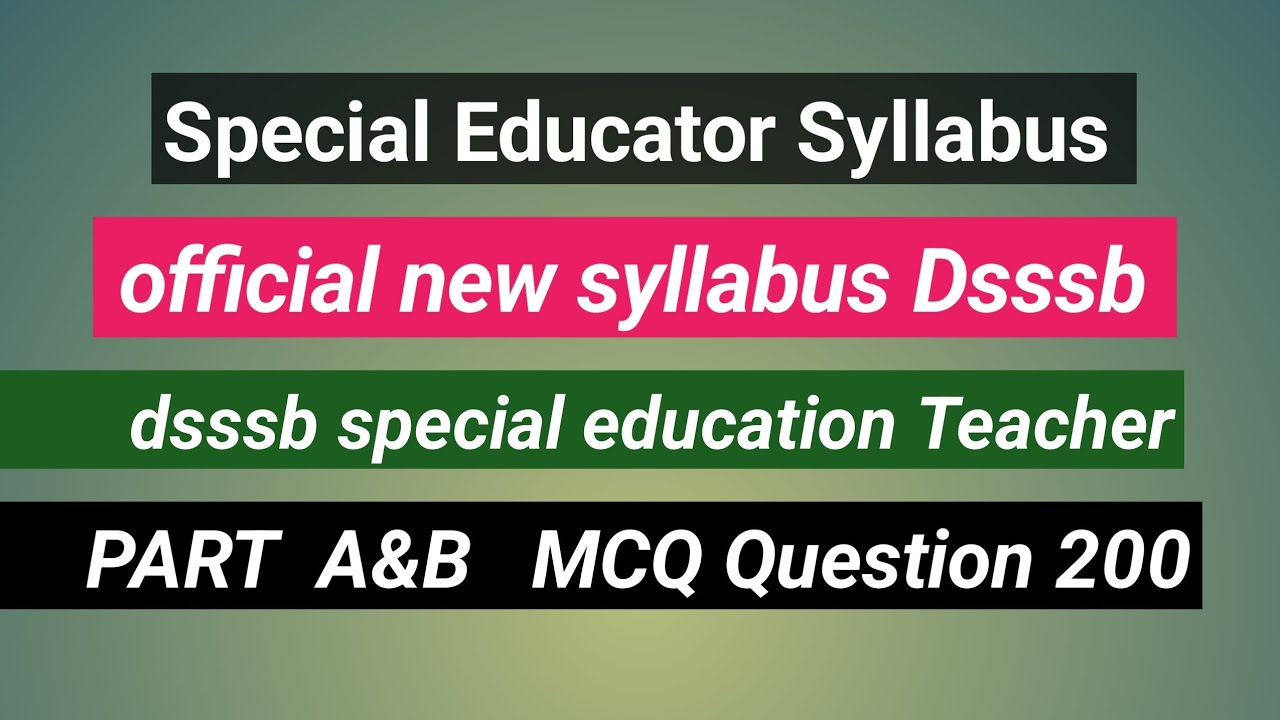 dsssb special educator syllabus