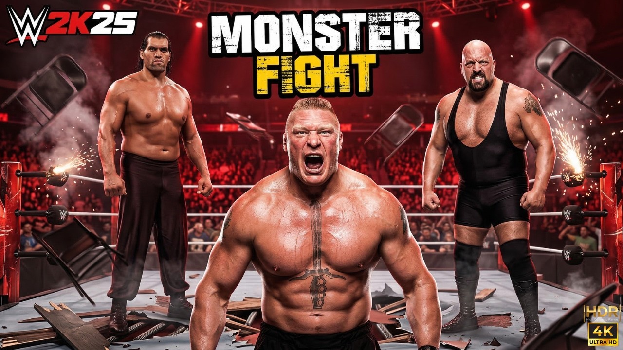 Brock Lesnar vs Khali vs Big Show – EXTREME RULES MONSTER FIGHT | WWE 2K25