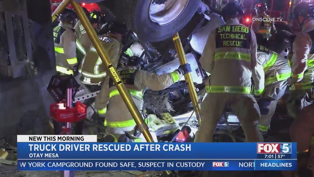 Truck Driver Rescued After Crash