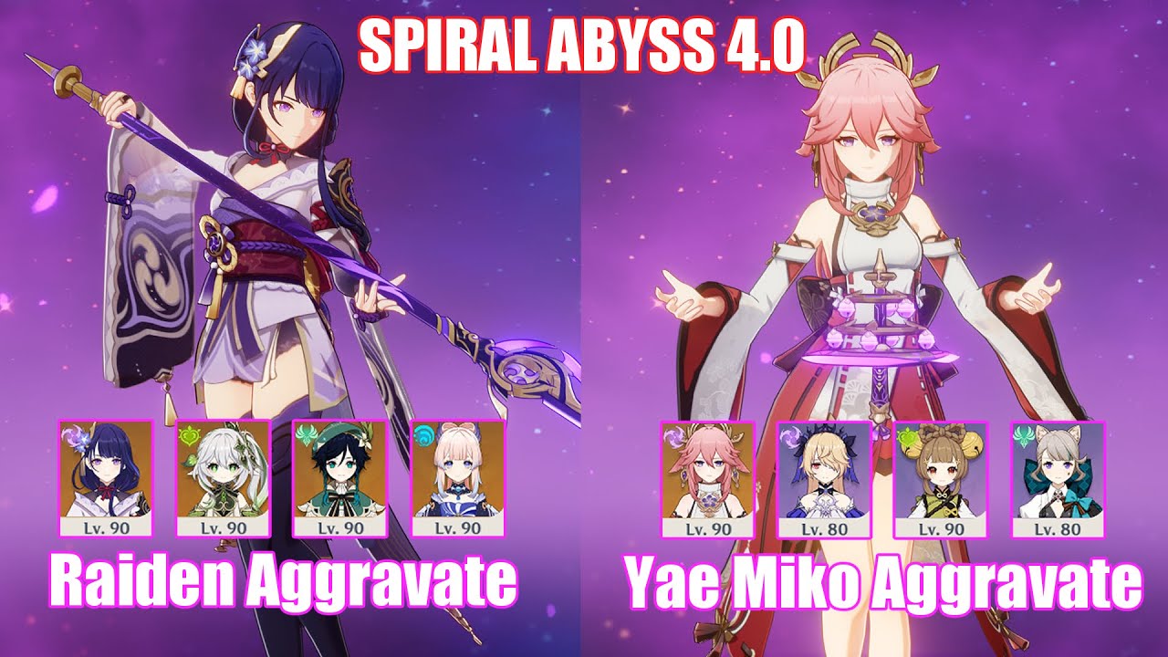 C0 Raiden Aggravate & C0 Yae Miko Aggravate | Spiral Abyss 4.0 | Genshin Impact