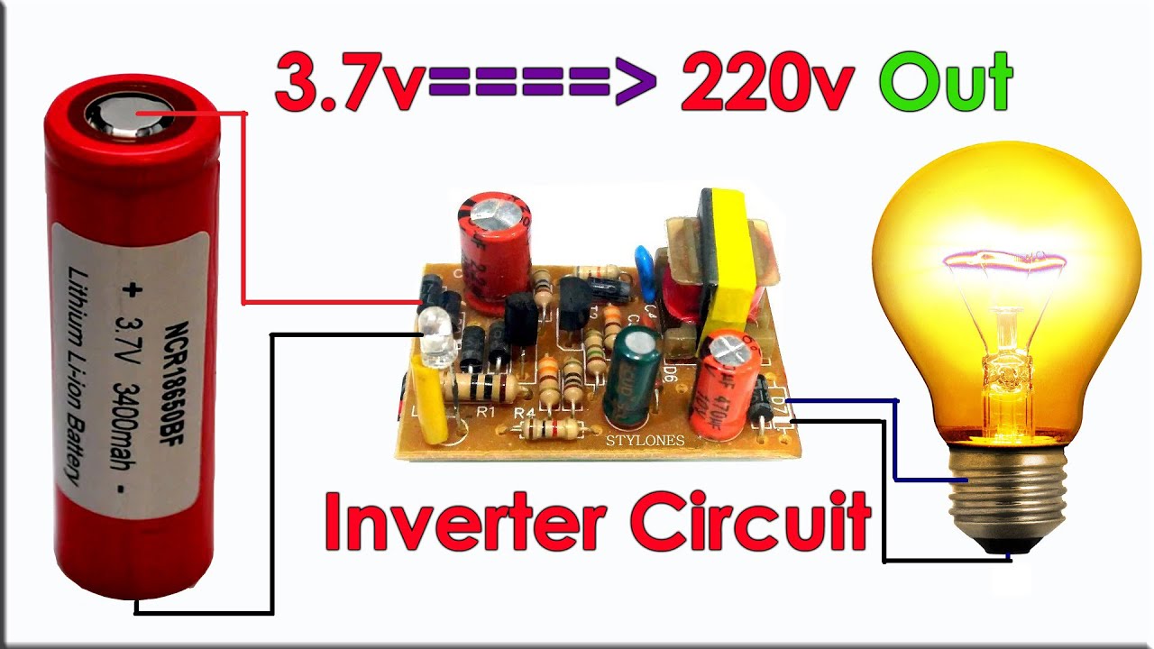 3.7v to AC 220v Inverter Circuit, How To Make Inverter Using Mobile Charger Transformer at home