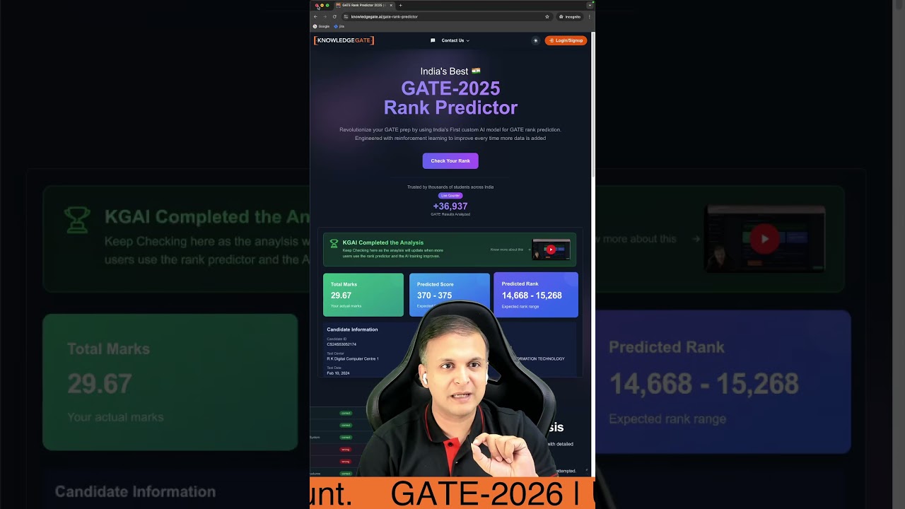 🎯 GATE 2025 Rank Predictor 🔥 Normalize Your Score with Sanchit Jain | KnowledgeGate