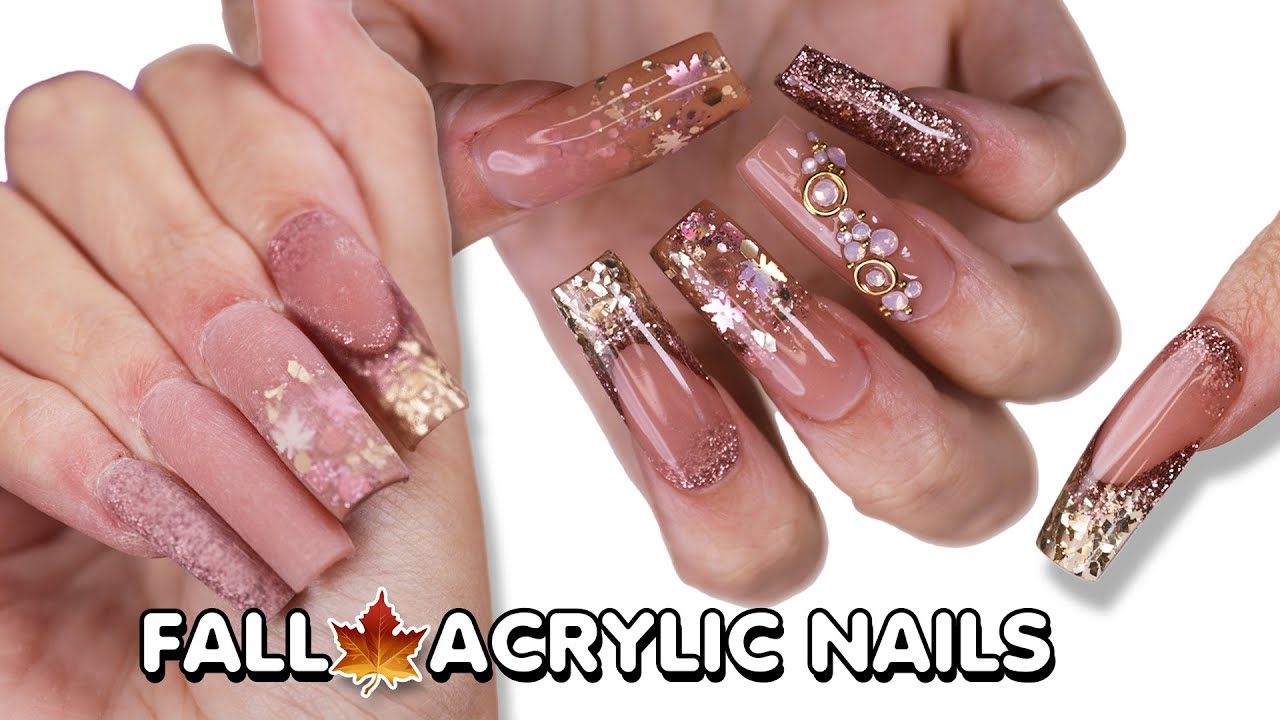 GOLD FALL ACRYLIC NAILS 🍁 Watch Me Do My Nails 🤎 #fallnails #goldnails