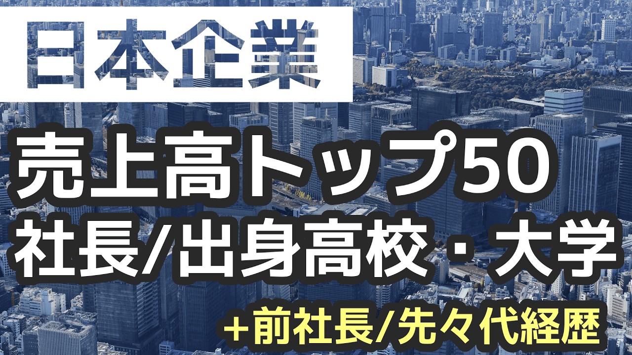 日本企業/売上高トップ50　社長/出身高校・大学