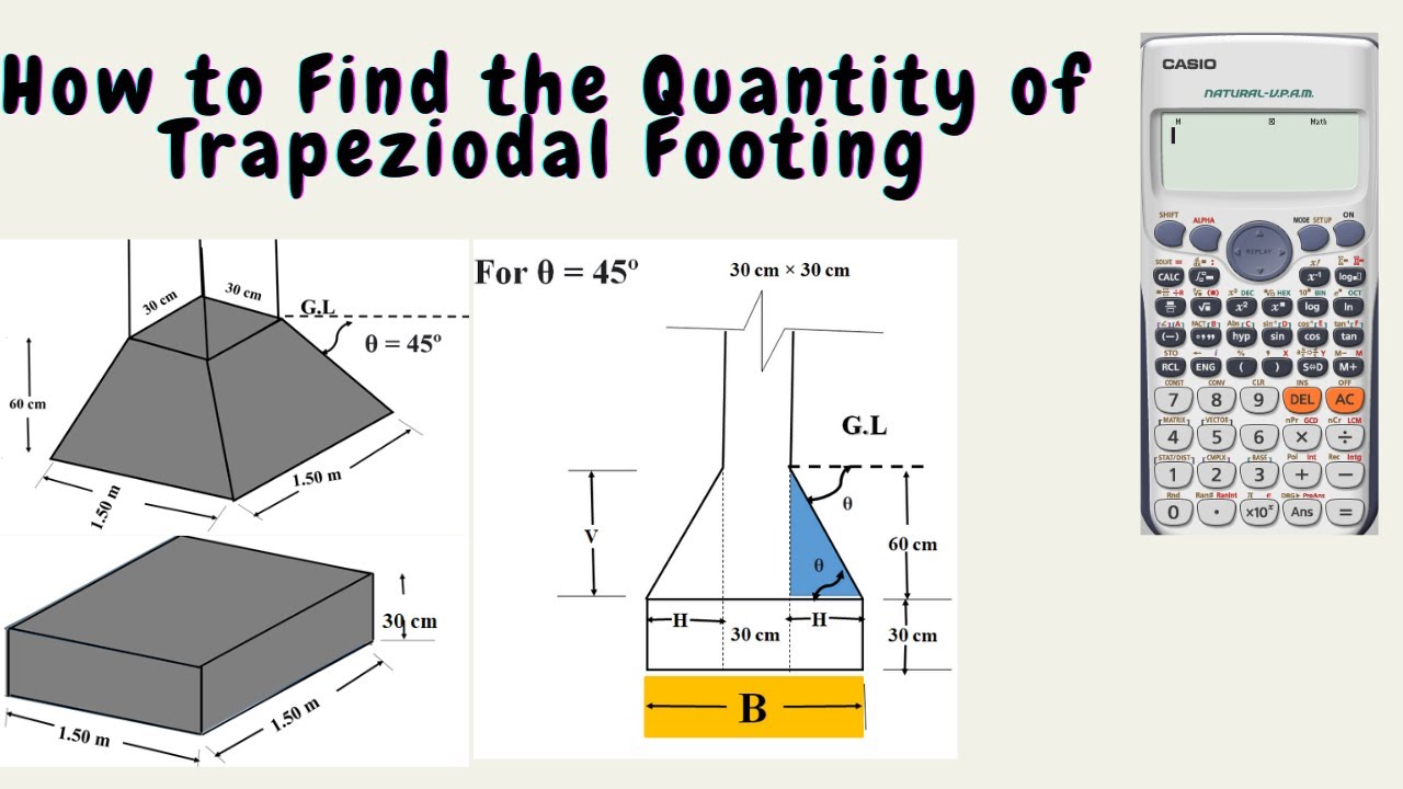 How to find the Quantity of RCC in Trapezoidal footing | Estimation of Trapezoidal footing