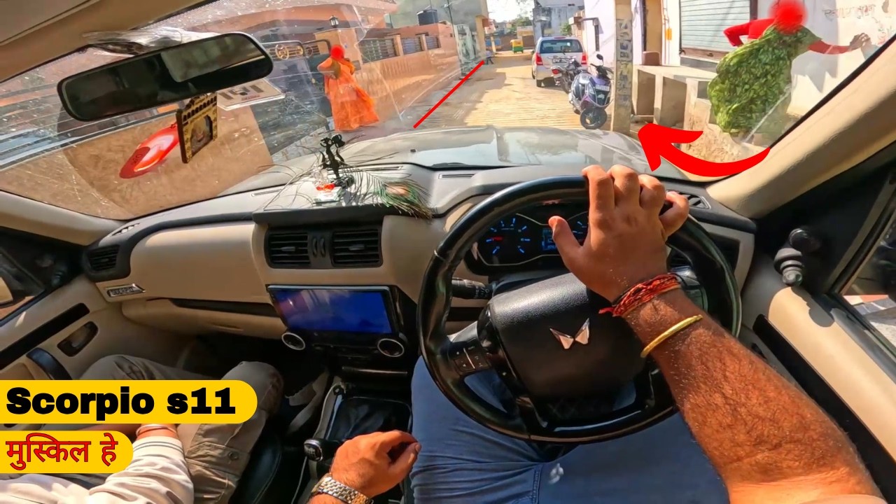 Black Scorpio S11 driving in Narrow Roads 🥵