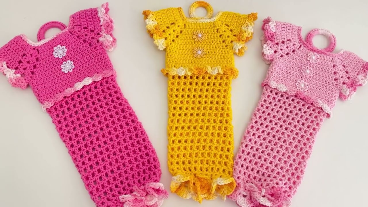 Puxa saco em crochê rápido e fácil modelo vestidinho inspiração elo crochê