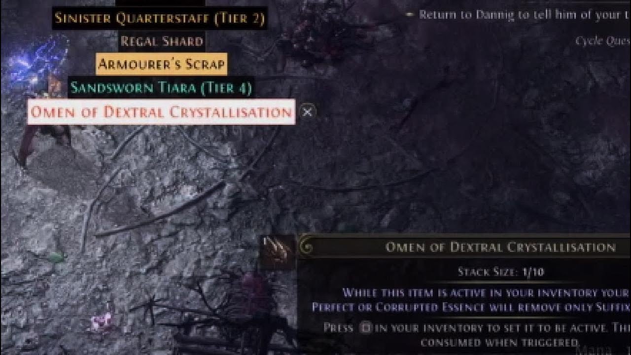 Path of Exile 2 Omen of Dextral Crystallisation Drop Location Uber King in the Mists V Tstorm B Mage