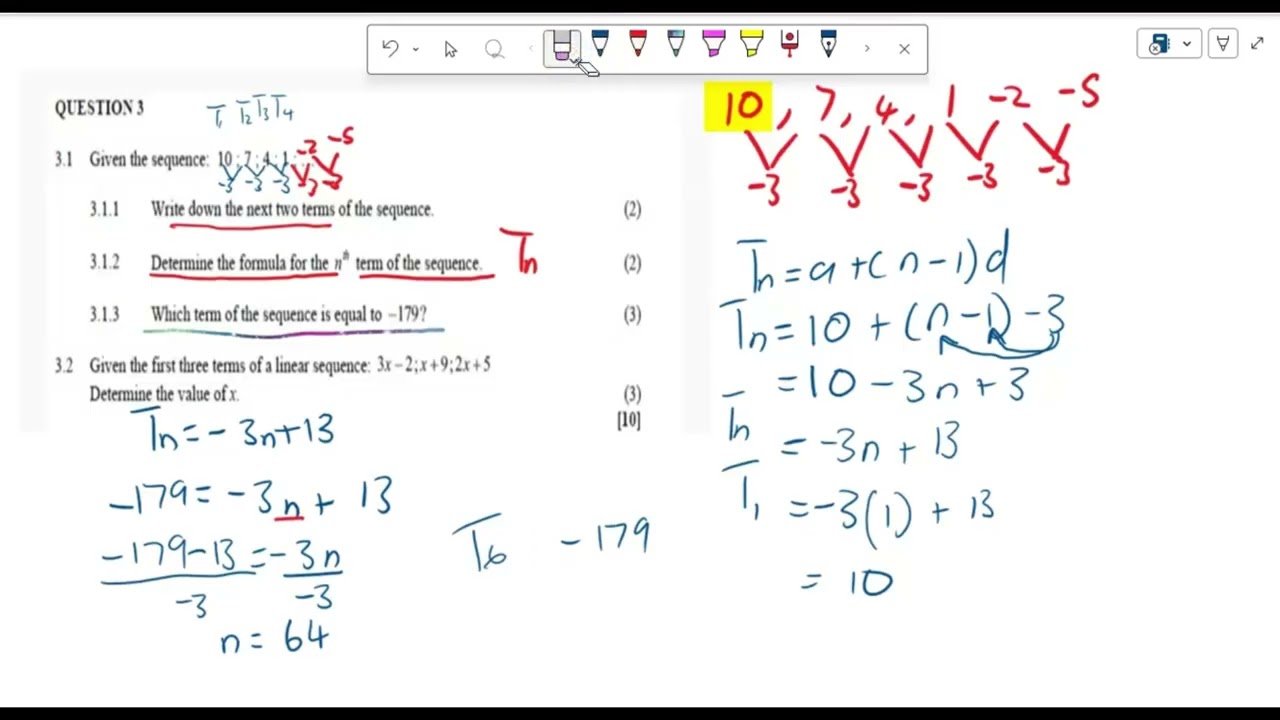 Linear Number pattern | Example 2 | Mathematics