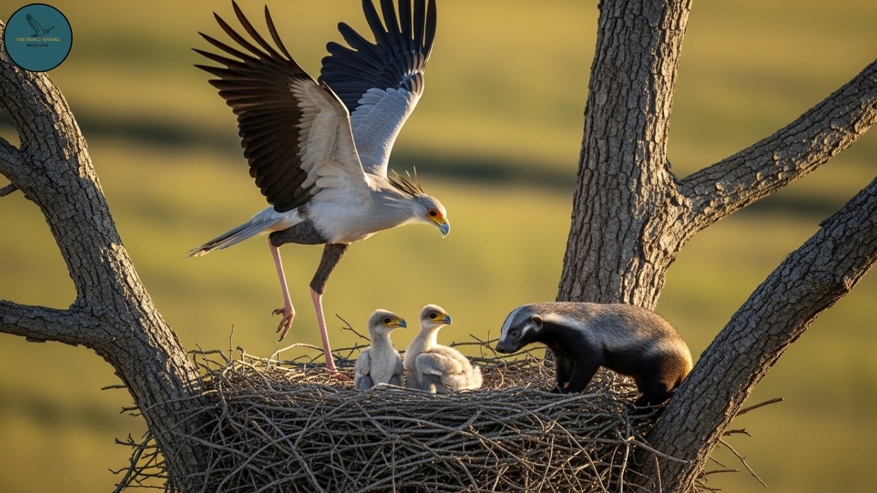 Fighting Death to Save Her Babies!  Brave Bird Defeats Fearsome Honey Badger!