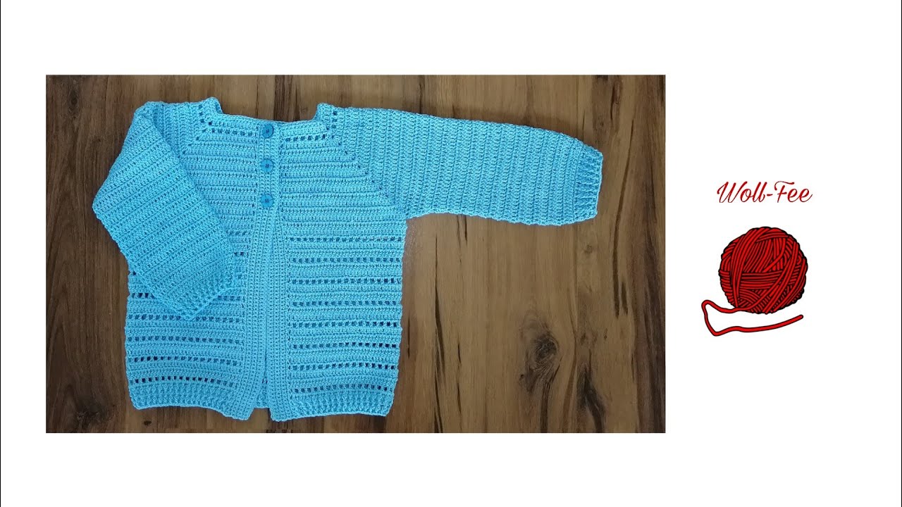 Kinderjacke häkeln Gr. 98/104, Schritt für Schritt Anleitung, siehe Beschreibung für andere Größen