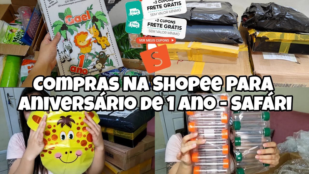 COMPRINHAS NA SHOPEE PARA ANIVERSÁRIO DE 1 ANO |TEMA SAFÁRI|Juliana Borba -  Lar da Juh