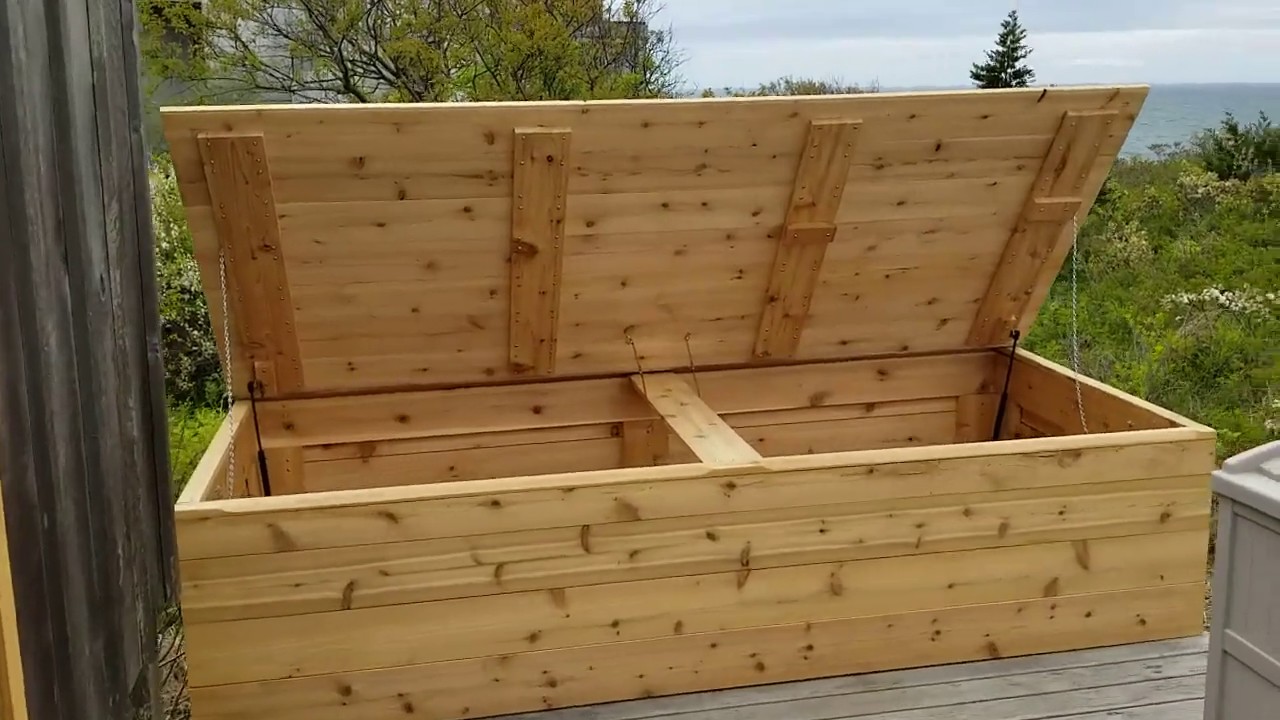 Woman Builds Cedar Beach Toys Storage Bench