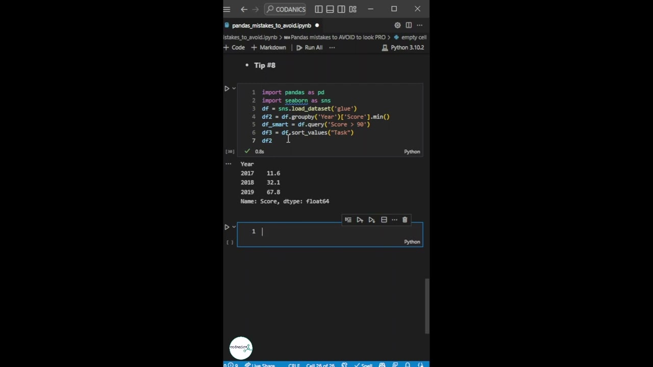 Pandas mistakes to avoid 8 #datascience #pandas #shorts