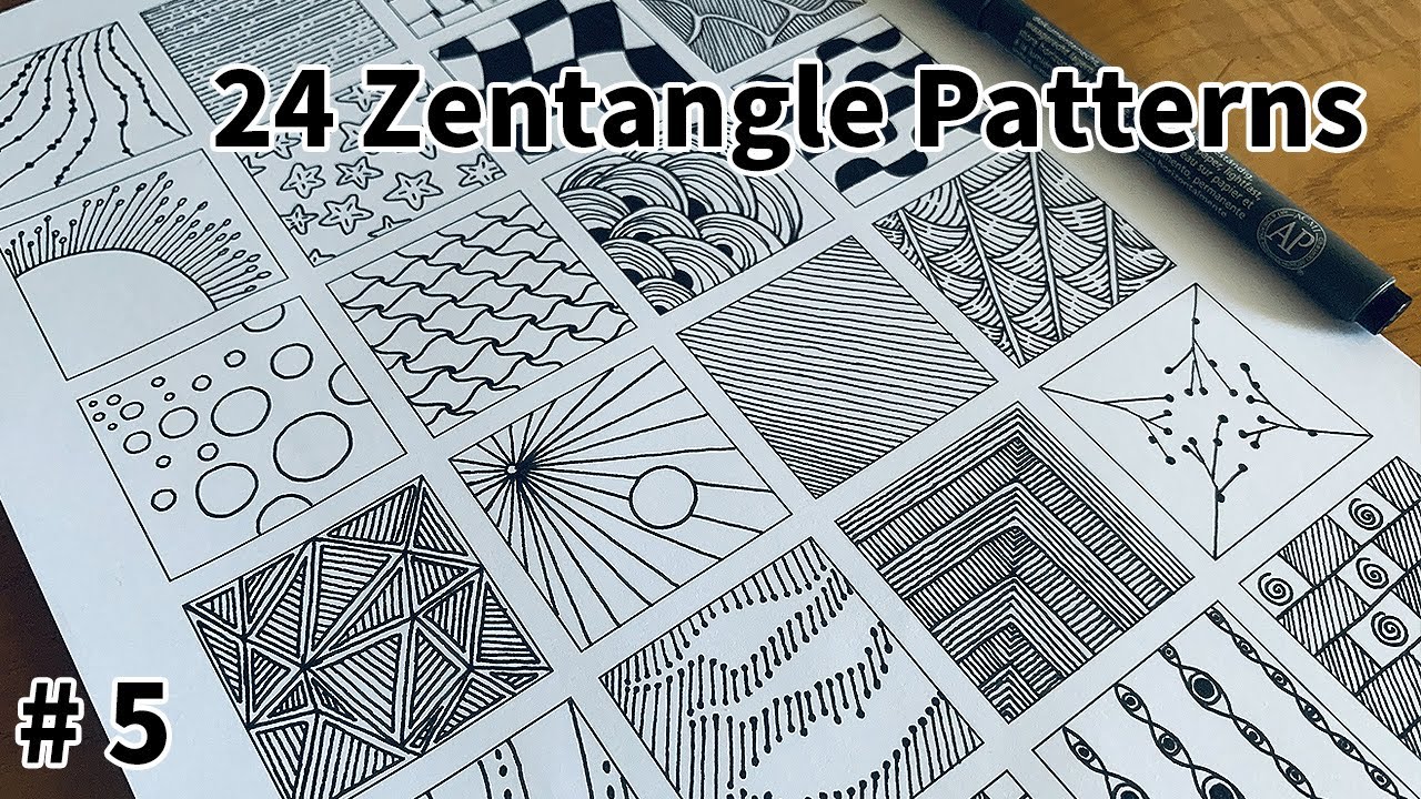 24 Zentangle Patterns | Tutorial  Step by Step #5  |  24 Doodle Patterns