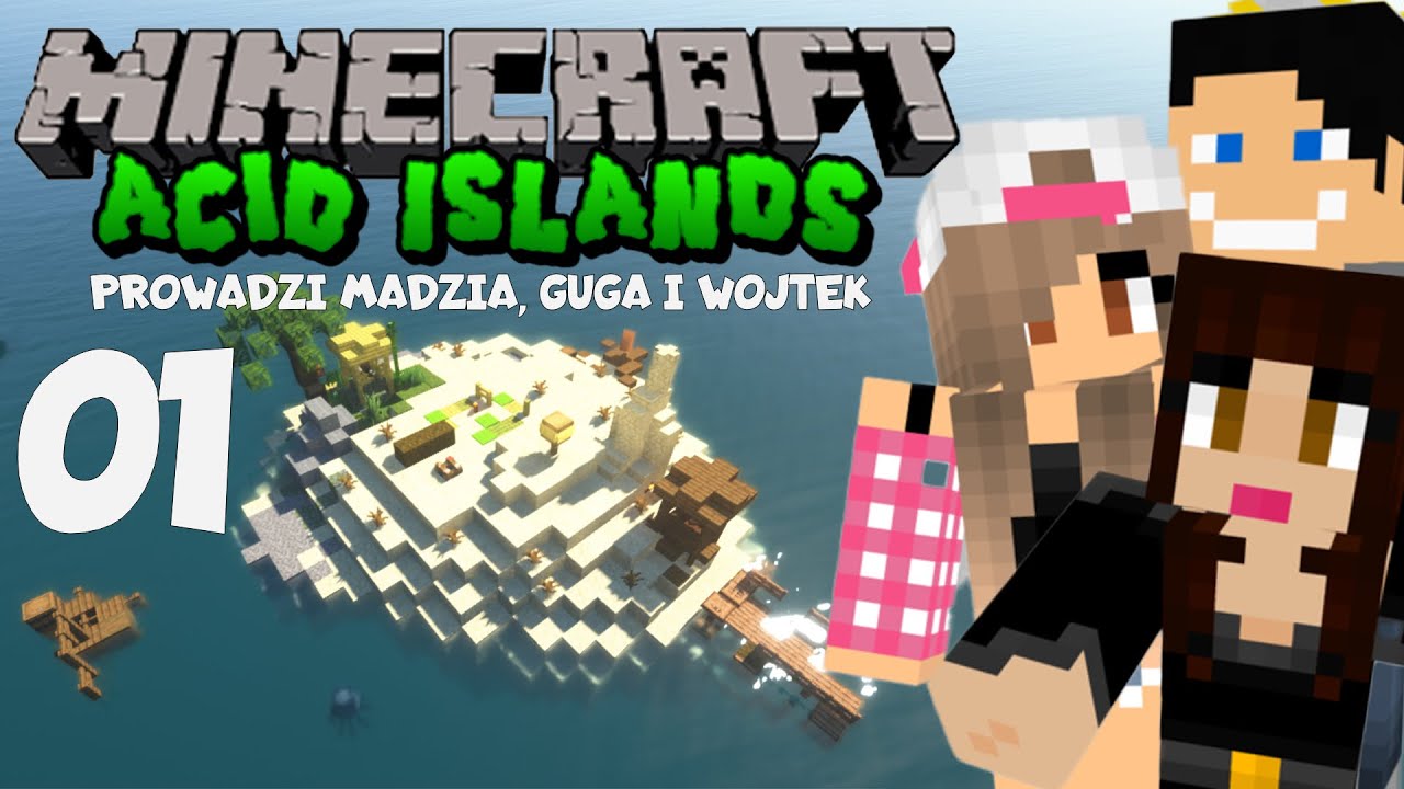 Minecraft Survival: AcidIsland #01 - Dwie babeczki z rodzynkiem na wyspie /w Guga Wojtusialke