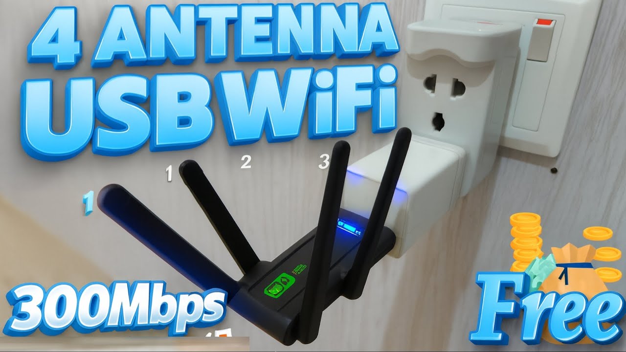 4 Antenna USB WifI Repeater | Free Router 300 Mbps