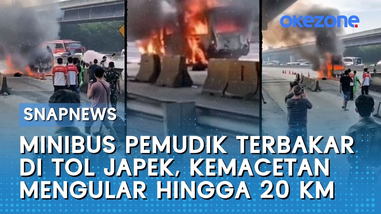 Minibus Pemudik Terbakar di Tol Japek, Kemacetan Mengular hingga 20 Kilometer