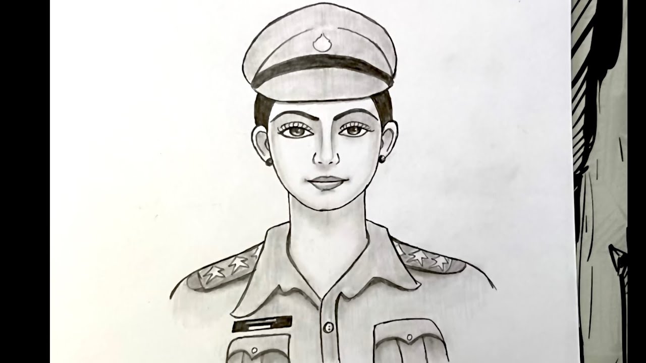 Girl police officer drawing for beginners || lady police drawing step by step || police