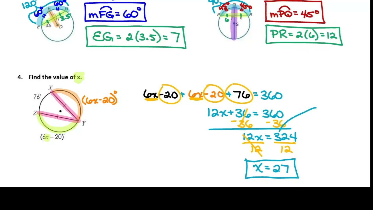 Geometry Wednesday 3-11 FINISH Arcs and Chords
