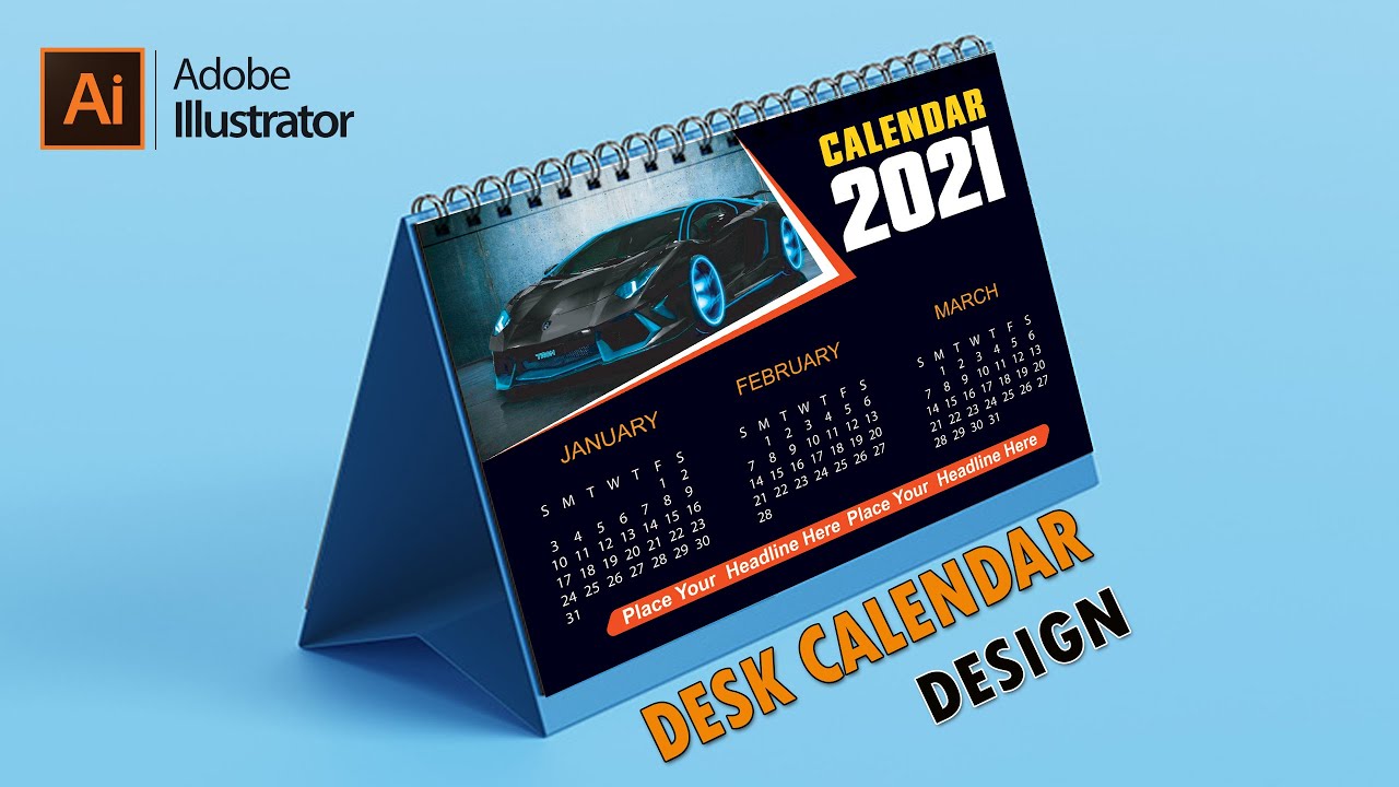 How to Create Desk Calendar Design in Adobe illustrator CC 2020 | Table calendar Ideas AI 2021 By AR