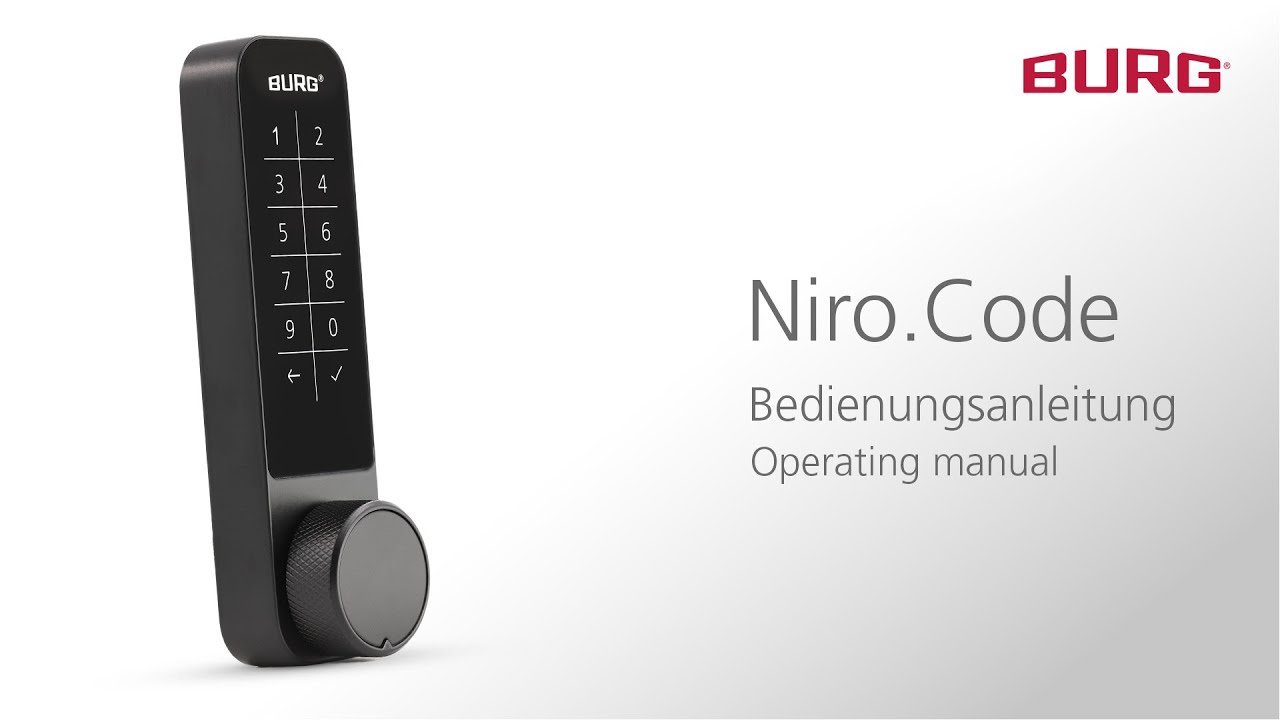 BURG Niro.Code Electronic Furniture Lock [Bedienungsanleitung / Operating manual]