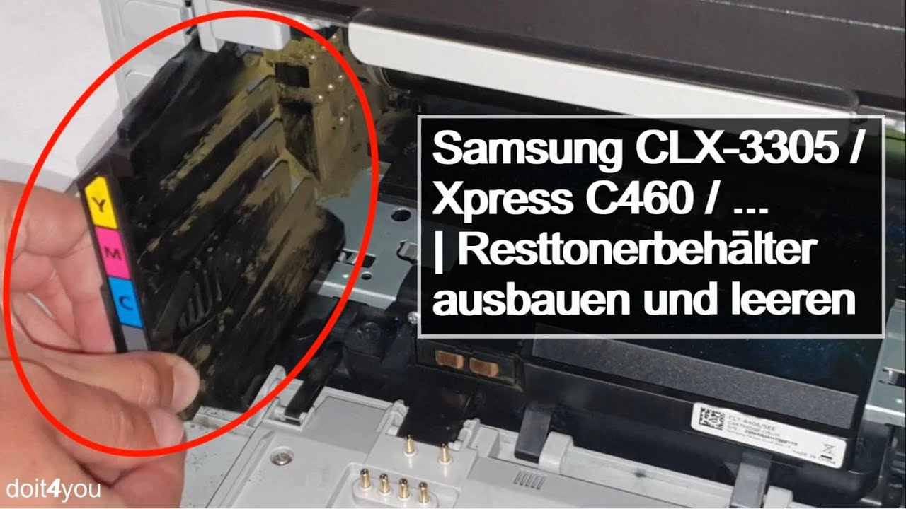 Samsung CLX-3305 / XpressC460 / ...| Извлеките и опустошите ящик для отработанного тонера