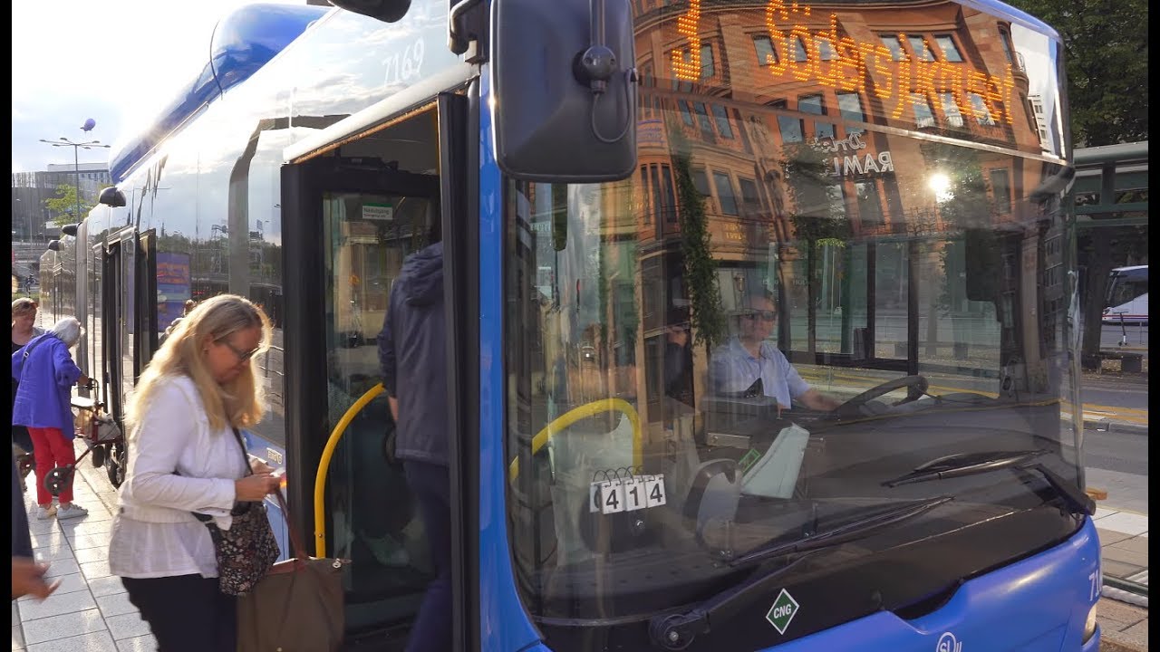 Sweden, Stockholm, bus 3 ride from Tegelbacken to Slussen