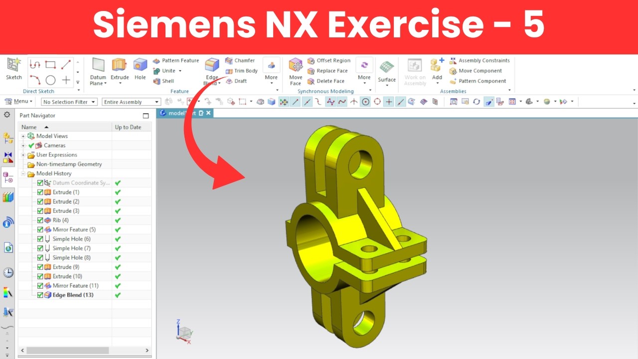 Siemens NX Exercise - 4 (3D Modeling Practice)