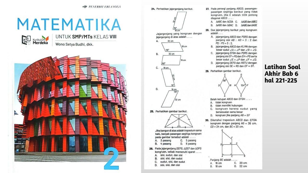 Latihan Soal Akhir Bab 6 hal 221-225 part 3 Matematika Kelas 8