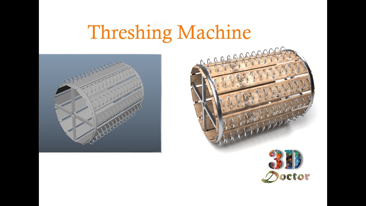 3D Rice threshing machine modeling in maya, texture with substance painter & render with v ray