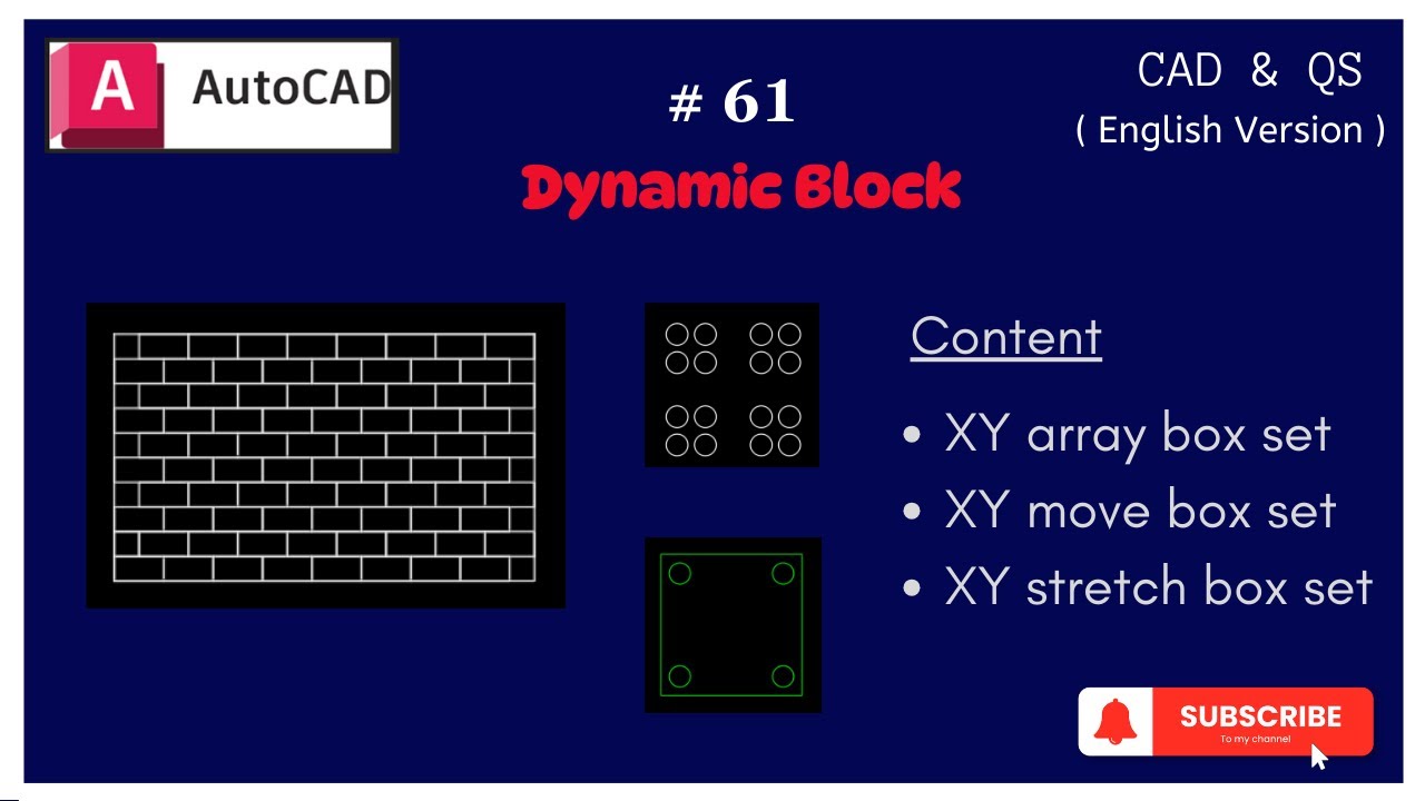 #Autocad 61 English Version | Dynamic Block - XY array, move, stretch box set