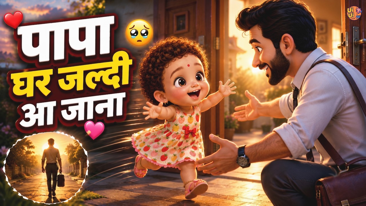 Papa Ghar Jaldi Aa Jana | Papa Mere Papa Kids Song | Hindi Kids Song | Ui Ui TV
