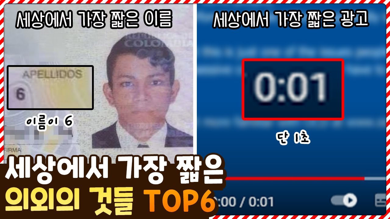 세상에서 가장 짧은 의외의 것들 TOP6