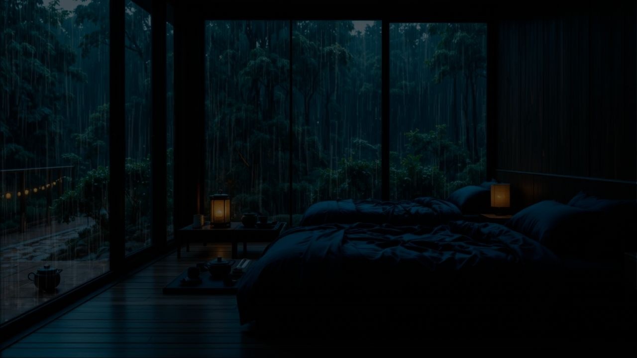 Rainy Night in a Cozy Japanese Room 🌧️ (No Ads)  Relaxing Rain Sounds for Deep Sleep