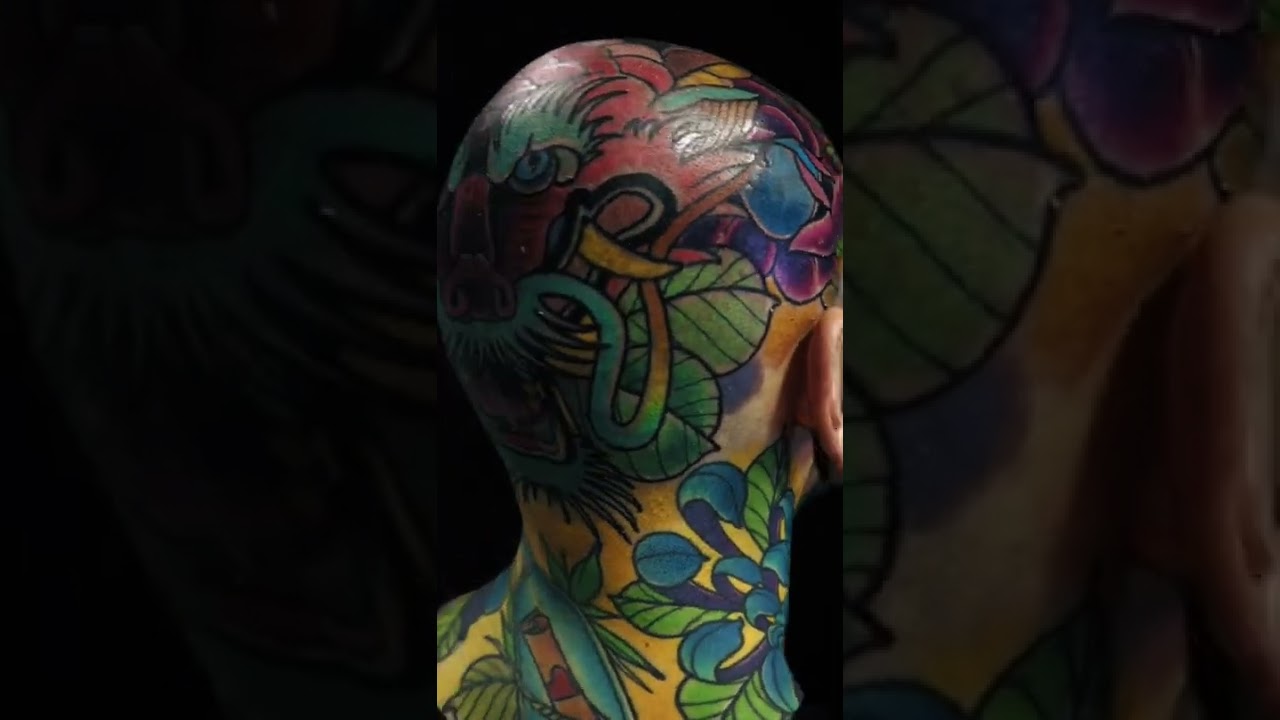 🔥 INCREDIBLE HEAD TATTOO! Matt Webb Tattoo #tattuba #tattoo #tattooartist #neotraditionaltattoo